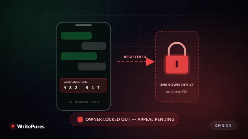 Phone showing repeated unrequested verification codes while an unknown device registers the account